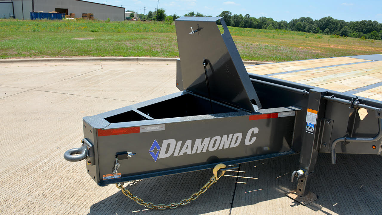 Model PX210 pintle hitch trailer with HD V-Tongue Lid Box