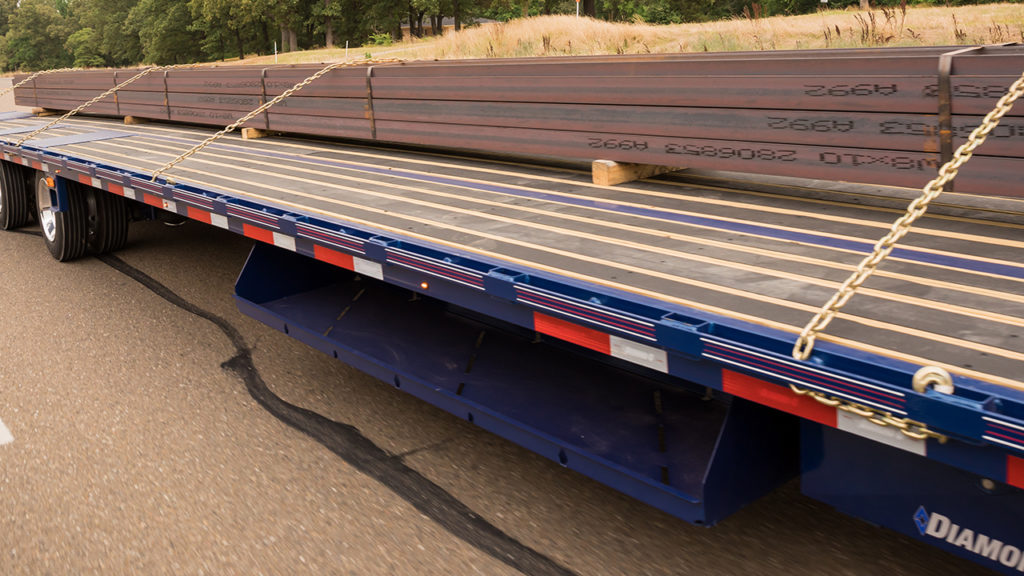 8' Under-Slung Dunnage Rack Storage option on a gooseneck trailer