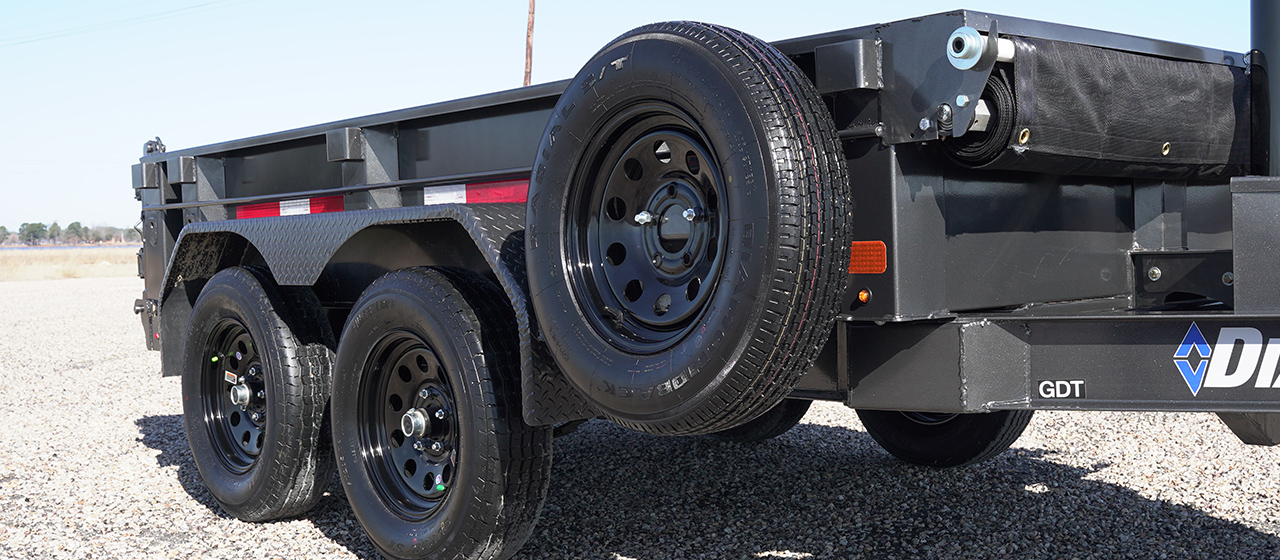 Model GDT dump trailer with black spare tire