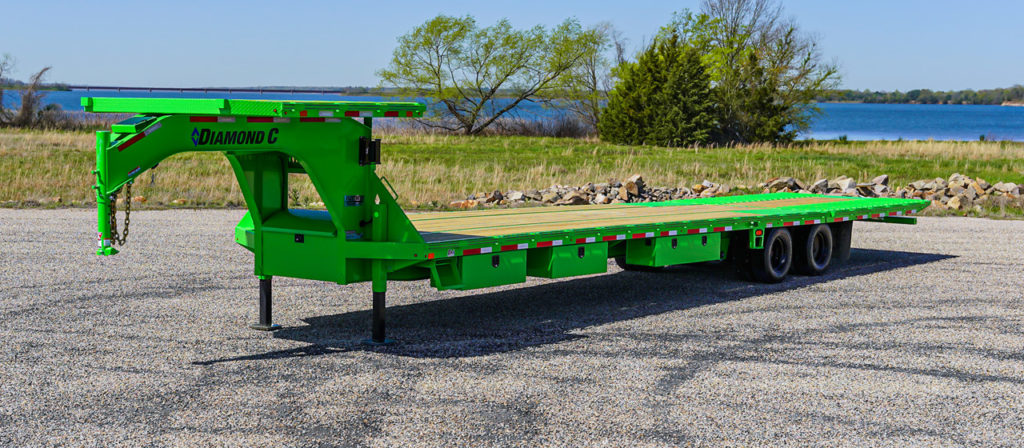 Diamond C gooseneck trailer Model FMAX216 with custom lime green color