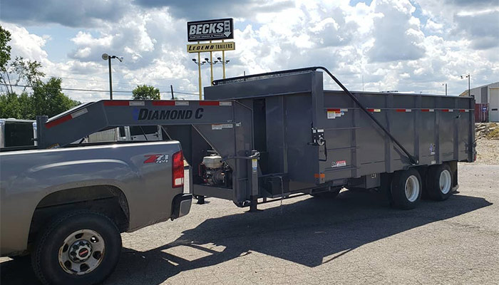 Diamond C trailer in front of Beck's Trailer Store