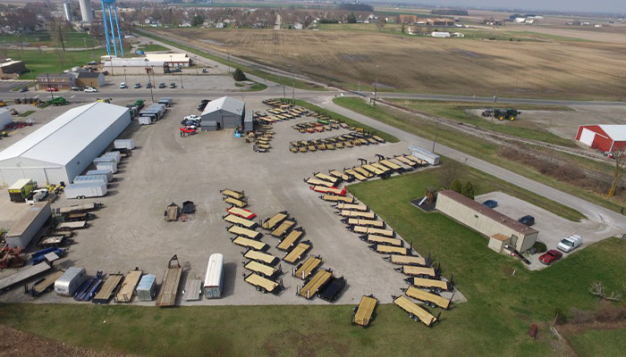 The aerial view of the Bridge MFG & Equipment dealership