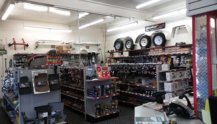 The parts department at Grandville Trailers.