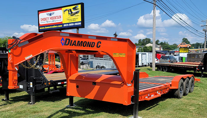 A Diamond C trailer at Smokey Mountain Trailers.