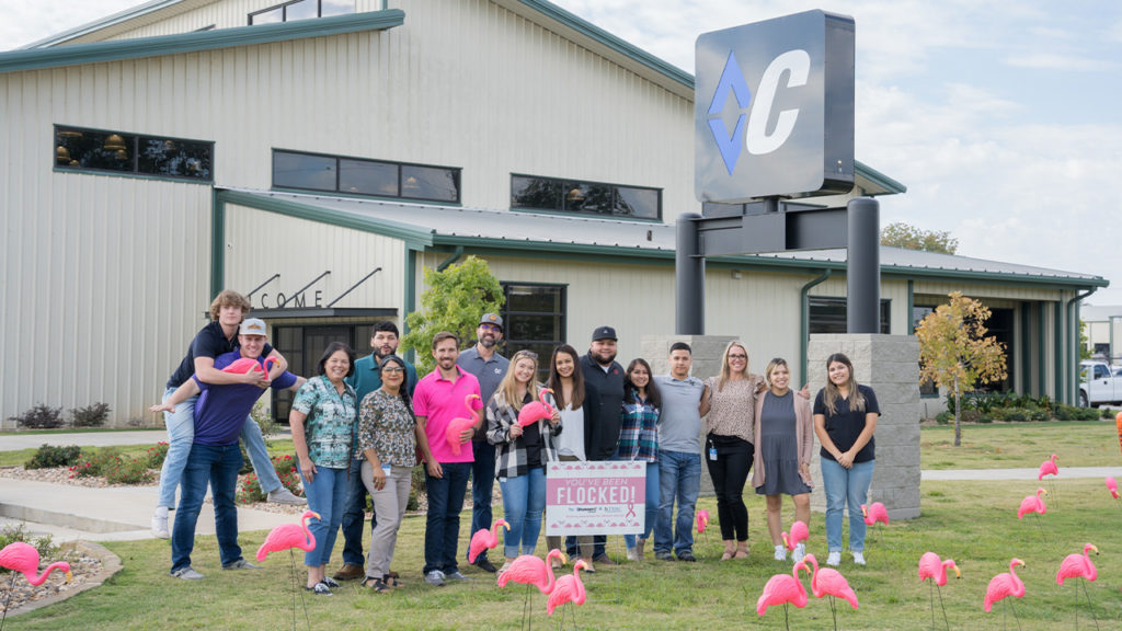 Diamond C participates in "flocking the town" to raise awareness and funds for Breast Cancer Prevention.