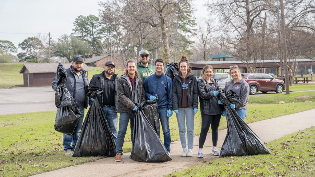 The Marketing and Customer Service teams volunteered to pick up trash for the holiday.