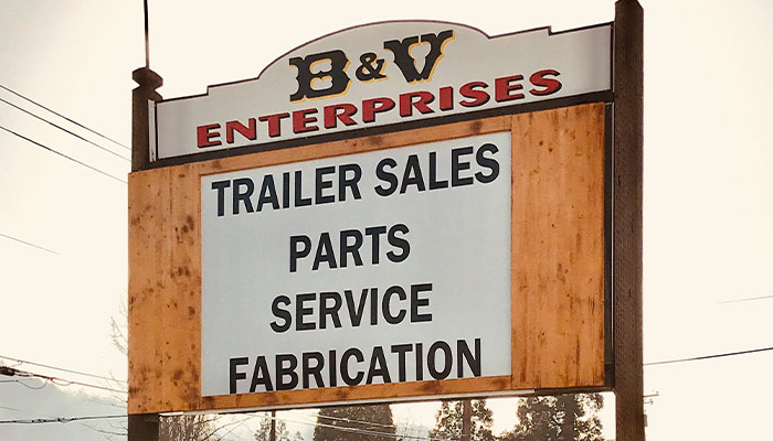 B&V Enterprises Sign.