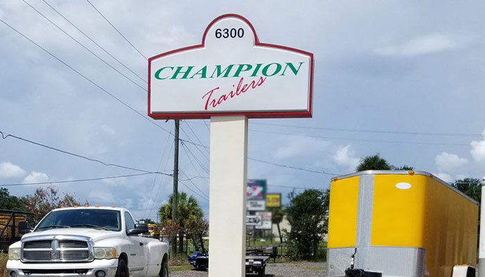 Champion Trailer Sales Sign.