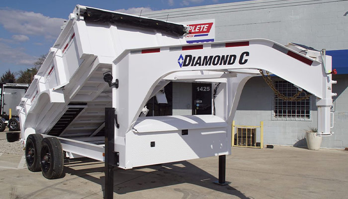 A Diamond C trailer at Complete Trailers Texas.