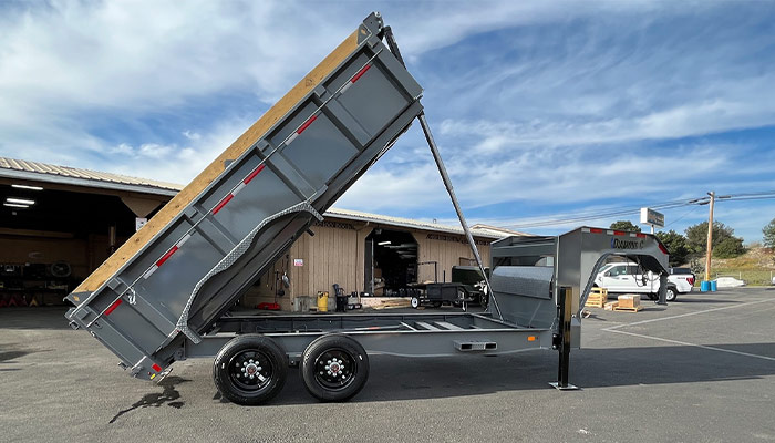 A Diamond C dump trailer at Heacock Trailers.