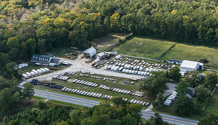 Aerial dealership view of J&S Equipment.
