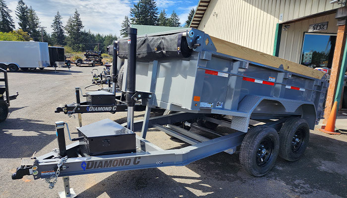 A Diamond C dump trailer at Trailer Boss Rochester.