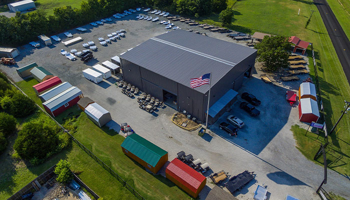 An aerial view of the TSI Trailers dealership.