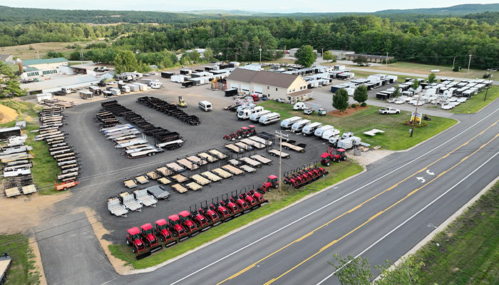 An aerial view of the Central New Hampshire Trailers dealership.