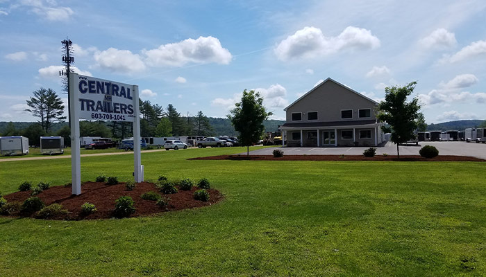 The front office and sign at Central New Hampshire Trailers.