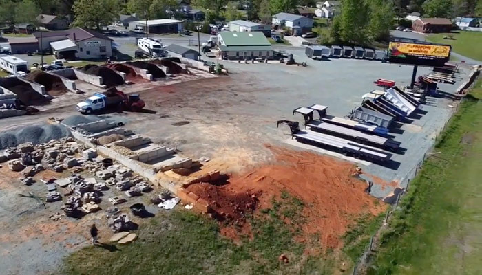 Groundworks Trailer Sales & Landscape Supply aerial view.