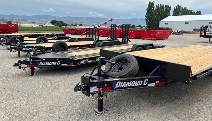 Diamond C trailers on the Valley Implement dealership lot.