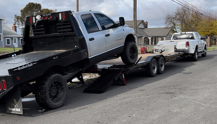 V-belt and Son with their custom Diamond C trailer