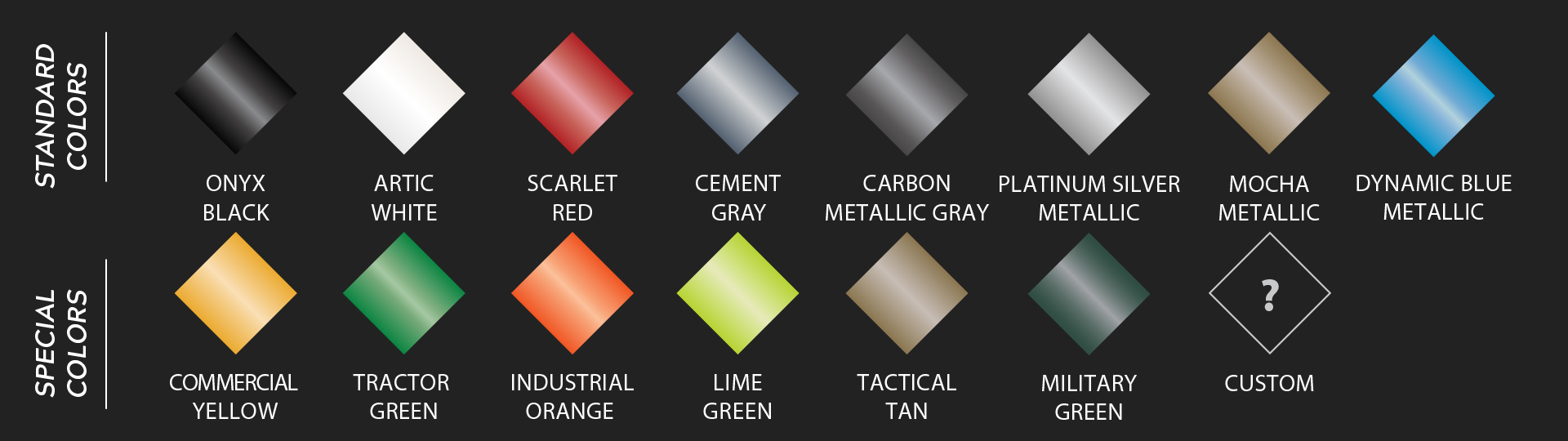 Trailer Color Chart Color Guide - Diamond C Trailers